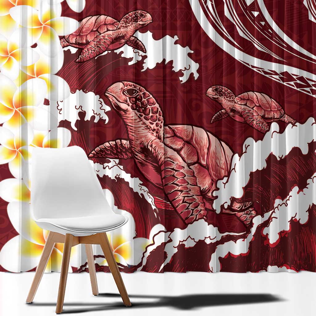 Blood Gold Polynesia Window Curtain Polynesian Frangipani With Sea Turtles LT14 - Polynesian Pride