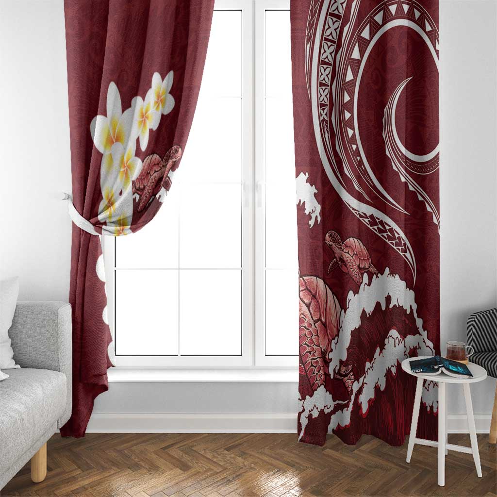 Blood Gold Polynesia Window Curtain Polynesian Frangipani With Sea Turtles LT14 - Polynesian Pride