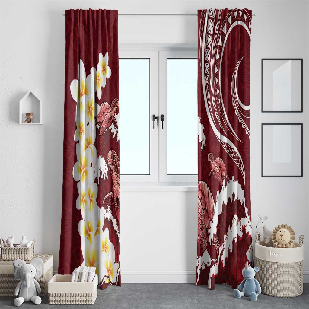 Blood Gold Polynesia Window Curtain Polynesian Frangipani With Sea Turtles LT14 - Polynesian Pride