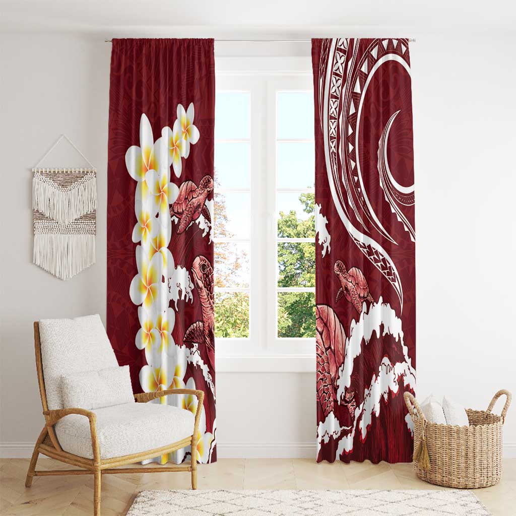 Blood Gold Polynesia Window Curtain Polynesian Frangipani With Sea Turtles LT14 - Polynesian Pride
