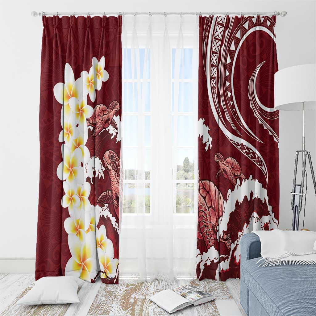 Blood Gold Polynesia Window Curtain Polynesian Frangipani With Sea Turtles LT14 - Polynesian Pride