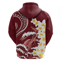 Blood Gold Polynesia Zip Hoodie Polynesian Frangipani With Sea Turtles LT14 - Polynesian Pride