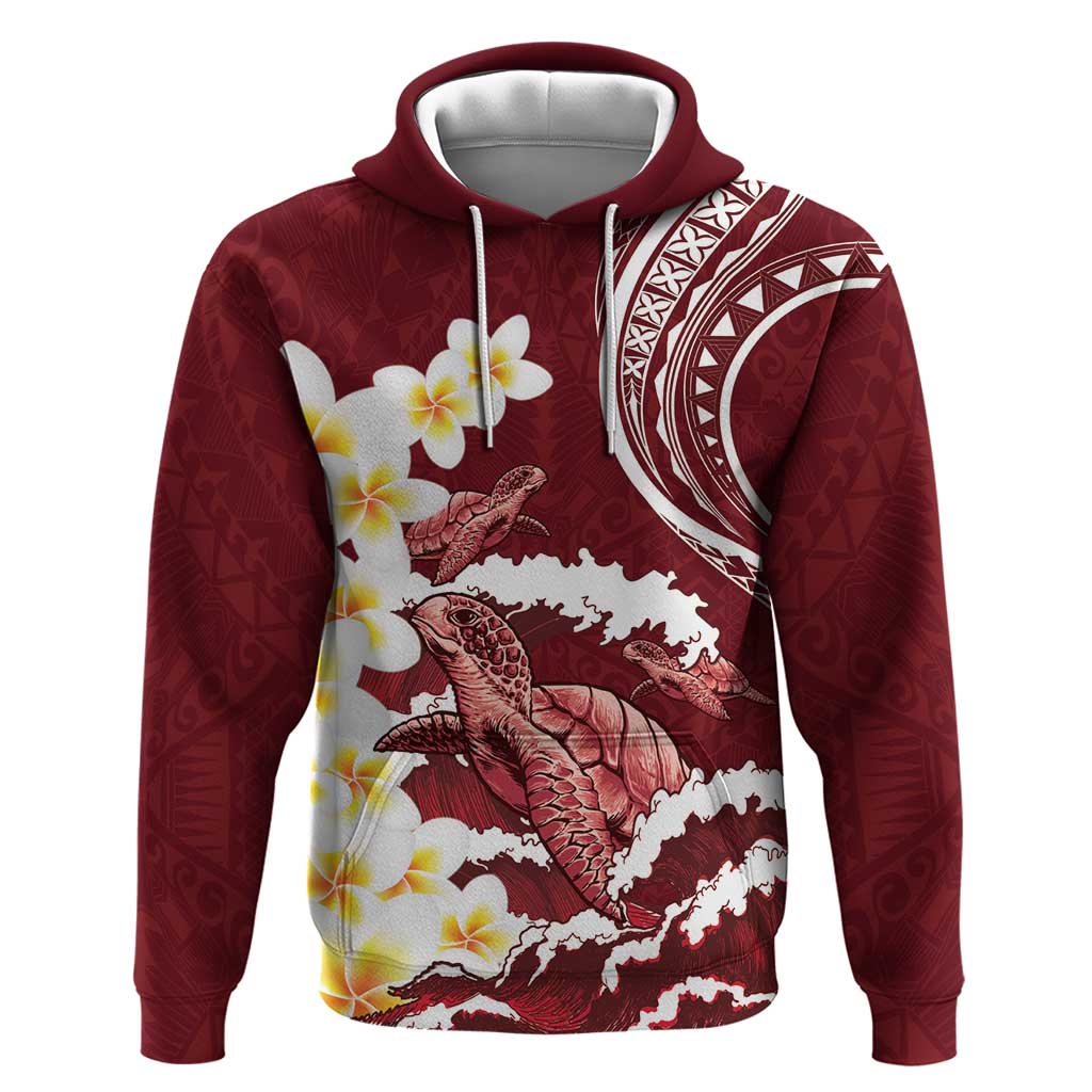 Blood Gold Polynesia Zip Hoodie Polynesian Frangipani With Sea Turtles LT14 Pullover Hoodie Blood Gold - Polynesian Pride