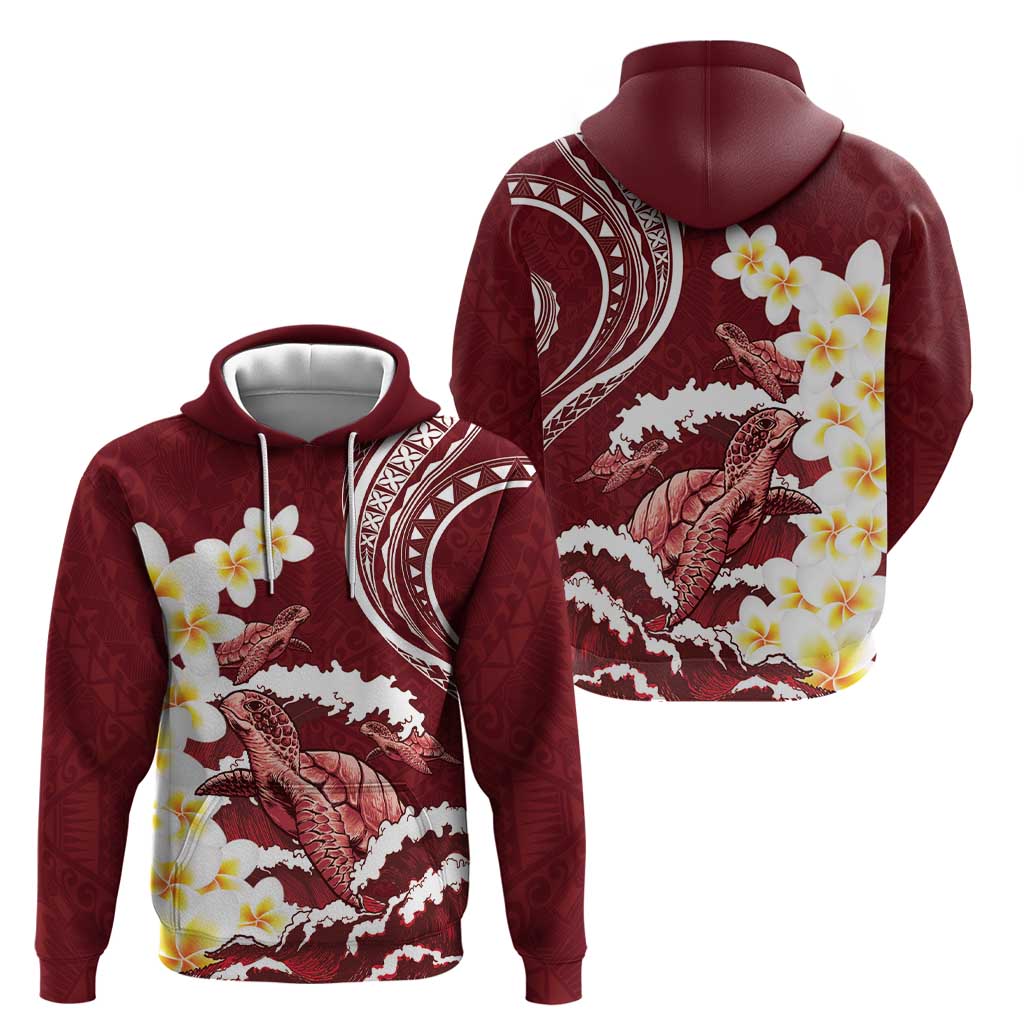 Blood Gold Polynesia Zip Hoodie Polynesian Frangipani With Sea Turtles LT14 - Polynesian Pride