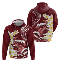 Blood Gold Polynesia Zip Hoodie Polynesian Frangipani With Sea Turtles LT14 - Polynesian Pride