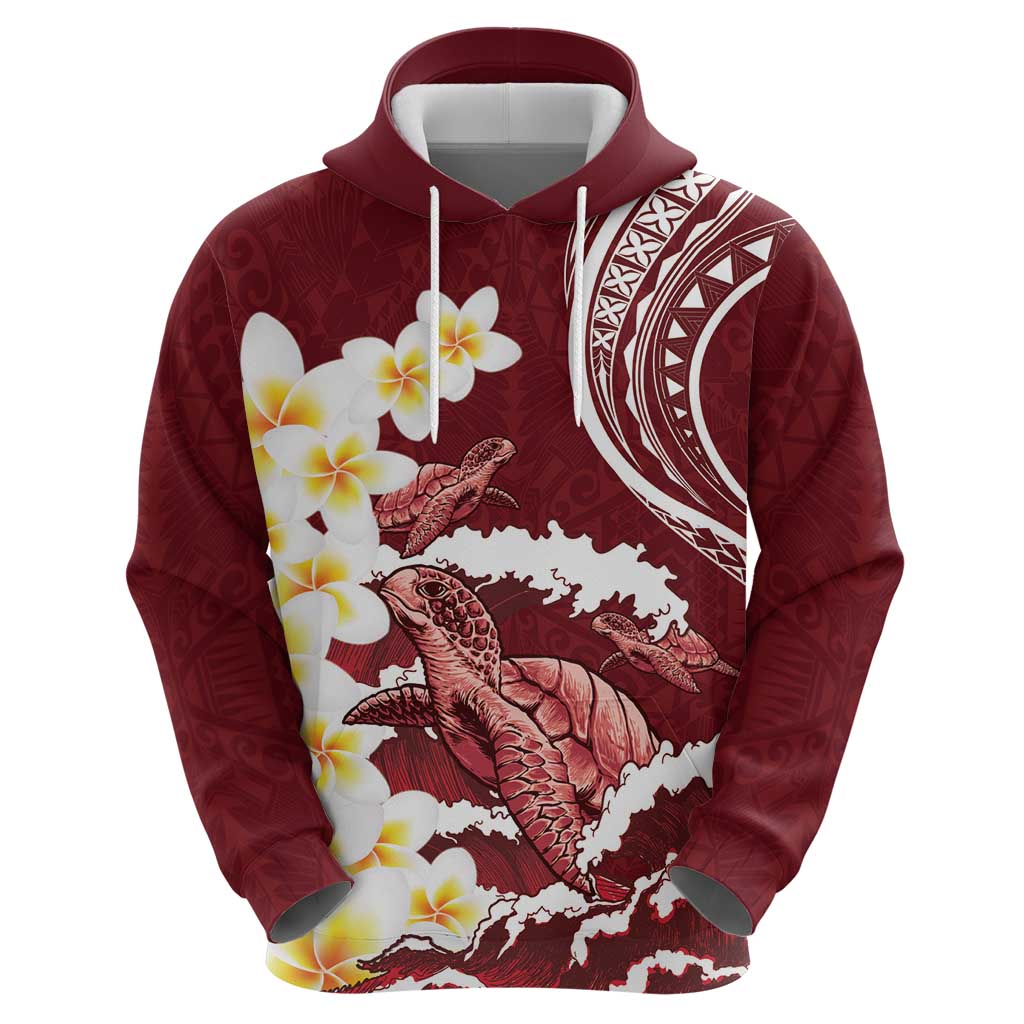 Blood Gold Polynesia Zip Hoodie Polynesian Frangipani With Sea Turtles LT14 - Polynesian Pride