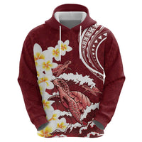 Blood Gold Polynesia Zip Hoodie Polynesian Frangipani With Sea Turtles LT14 - Polynesian Pride