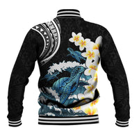Black Polynesia Baseball Jacket Polynesian Frangipani With Sea Turtles LT14 - Polynesian Pride
