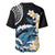 Black Polynesia Baseball Jersey Polynesian Frangipani With Sea Turtles