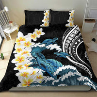 Black Polynesia Bedding Set Polynesian Frangipani With Sea Turtles LT14 - Polynesian Pride
