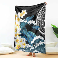 Black Polynesia Blanket Polynesian Frangipani With Sea Turtles LT14 - Polynesian Pride