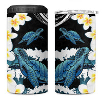 Black Polynesia 4 in 1 Can Cooler Tumbler Polynesian Frangipani With Sea Turtles LT14 One Size: 16 oz Black - Polynesian Pride