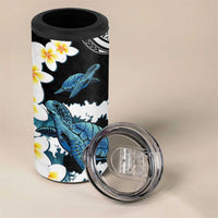 Black Polynesia 4 in 1 Can Cooler Tumbler Polynesian Frangipani With Sea Turtles LT14 - Polynesian Pride