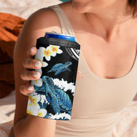Black Polynesia 4 in 1 Can Cooler Tumbler Polynesian Frangipani With Sea Turtles LT14 - Polynesian Pride