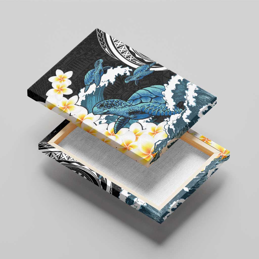 Black Polynesia Canvas Wall Art Polynesian Frangipani With Sea Turtles LT14 - Polynesian Pride
