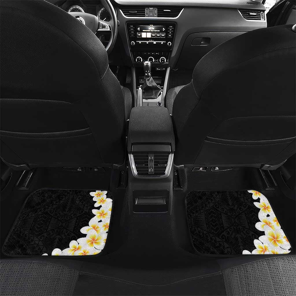Black Polynesia Car Mats Polynesian Frangipani With Sea Turtles LT14 Set 2pcs - Back Black - Polynesian Pride