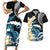 Black Polynesia Couples Matching Short Sleeve Bodycon Dress and Hawaiian Shirt Polynesian Frangipani With Sea Turtles