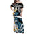 Black Polynesia Family Matching Off Shoulder Maxi Dress and Hawaiian Shirt Polynesian Frangipani With Sea Turtles