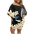 Black Polynesia Family Matching Off Shoulder Short Dress and Hawaiian Shirt Polynesian Frangipani With Sea Turtles