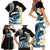 Black Polynesia Family Matching Short Sleeve Bodycon Dress and Hawaiian Shirt Polynesian Frangipani With Sea Turtles