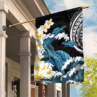 Black Polynesia Garden Flag Polynesian Frangipani With Sea Turtles LT14 House Flag Black - Polynesian Pride