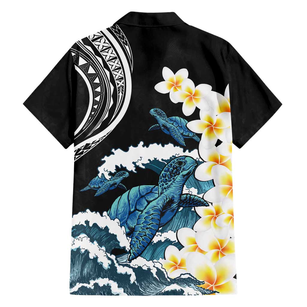 Black Polynesia Hawaiian Shirt Polynesian Frangipani With Sea Turtles LT14 - Polynesian Pride