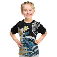 Black Polynesia Kid T Shirt Polynesian Frangipani With Sea Turtles LT14 Black - Polynesian Pride