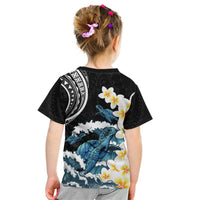 Black Polynesia Kid T Shirt Polynesian Frangipani With Sea Turtles LT14 - Polynesian Pride