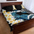 Black Polynesia Quilt Bed Set Polynesian Frangipani With Sea Turtles