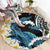 Black Polynesia Round Carpet Polynesian Frangipani With Sea Turtles