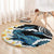 Black Polynesia Round Carpet Polynesian Frangipani With Sea Turtles