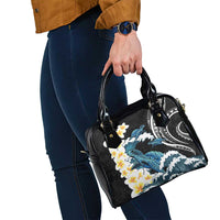 Black Polynesia Shoulder Handbag Polynesian Frangipani With Sea Turtles LT14 - Polynesian Pride