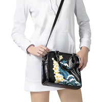 Black Polynesia Shoulder Handbag Polynesian Frangipani With Sea Turtles LT14 - Polynesian Pride