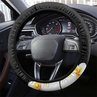 Black Polynesia Steering Wheel Cover Polynesian Frangipani With Sea Turtles LT14 - Polynesian Pride