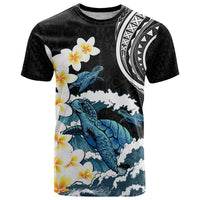 Black Polynesia T Shirt Polynesian Frangipani With Sea Turtles LT14 Black - Polynesian Pride