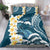 Dark Teal Polynesia Bedding Set Polynesian Frangipani With Sea Turtles