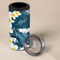 Dark Teal Polynesia 4 in 1 Can Cooler Tumbler Polynesian Frangipani With Sea Turtles LT14 - Polynesian Pride