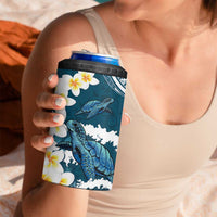 Dark Teal Polynesia 4 in 1 Can Cooler Tumbler Polynesian Frangipani With Sea Turtles LT14 - Polynesian Pride
