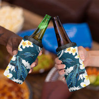 Dark Teal Polynesia 4 in 1 Can Cooler Tumbler Polynesian Frangipani With Sea Turtles LT14 - Polynesian Pride