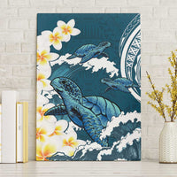 Dark Teal Polynesia Canvas Wall Art Polynesian Frangipani With Sea Turtles LT14 Without Frame Dark Teal - Polynesian Pride