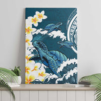 Dark Teal Polynesia Canvas Wall Art Polynesian Frangipani With Sea Turtles LT14 - Polynesian Pride