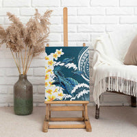 Dark Teal Polynesia Canvas Wall Art Polynesian Frangipani With Sea Turtles LT14 - Polynesian Pride