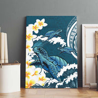 Dark Teal Polynesia Canvas Wall Art Polynesian Frangipani With Sea Turtles LT14 - Polynesian Pride