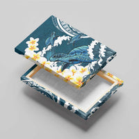 Dark Teal Polynesia Canvas Wall Art Polynesian Frangipani With Sea Turtles LT14 - Polynesian Pride