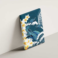 Dark Teal Polynesia Canvas Wall Art Polynesian Frangipani With Sea Turtles LT14 - Polynesian Pride