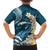 Dark Teal Polynesia Family Matching Off The Shoulder Long Sleeve Dress and Hawaiian Shirt Polynesian Frangipani With Sea Turtles