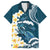 Dark Teal Polynesia Family Matching Off The Shoulder Long Sleeve Dress and Hawaiian Shirt Polynesian Frangipani With Sea Turtles