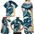 Dark Teal Polynesia Family Matching Off Shoulder Maxi Dress and Hawaiian Shirt Polynesian Frangipani With Sea Turtles