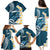 Dark Teal Polynesia Family Matching Puletasi and Hawaiian Shirt Polynesian Frangipani With Sea Turtles