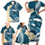 Dark Teal Polynesia Family Matching Short Sleeve Bodycon Dress and Hawaiian Shirt Polynesian Frangipani With Sea Turtles